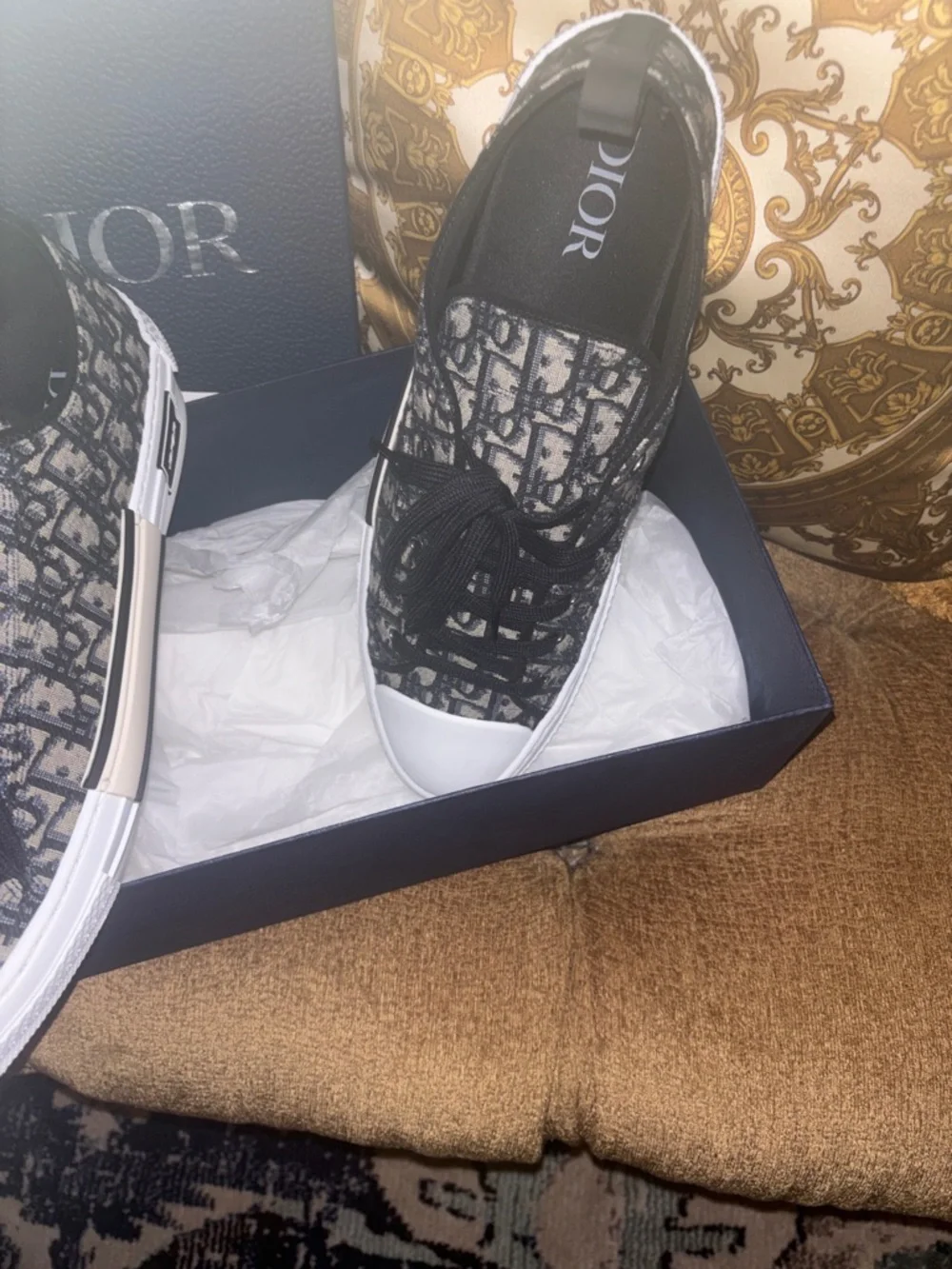 Dior Low-Top Oblique Canvas Sneakers in Black and White - Picture 5 of 7